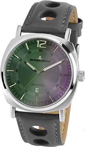 JACQUES LEMANS Herrenuhr Lugano Lederarmband massiv Edelstahl 1-1943I