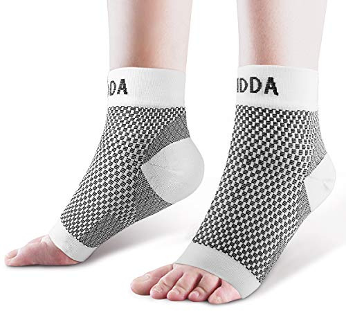 AVIDDA Plantar Fasciitis Socks with Heels Arch Supports, Compression Sleeves Ideal for Arthritis Pain Relief and Suitable for Sports, Ankle Supports for Men and Women White-1-L