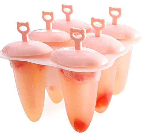 Eisformen Neuste, 6 Eisformen Popsicle Formen Set, Eisform Silikon, EIS Silikonform am Stiel Bereiter, Förmchen zum Einfrieren von Obst oder Joghurt, BPA frei, Spülmaschinenfest (Rosa)
