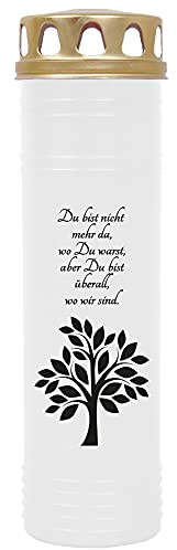 HS Candle Grave Candle Grave Candle with Motif (Black Tree) Approx. 170 Hours / 7 Days Burning Time per Candle (26 cm, Diameter 7 cm) Various Designs