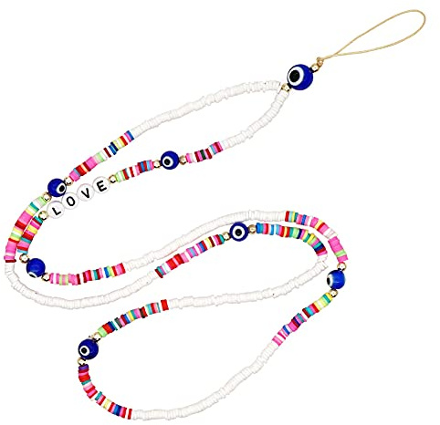 Long Colorful Beads Phone Charm Wrist Strap Beaded Phone Lanyard Non-slip Anti-Lost Mobile Phone Lanyards Beads for Mobile Phones Lanyard Beads Phone Chain Lanyard for Women Girls