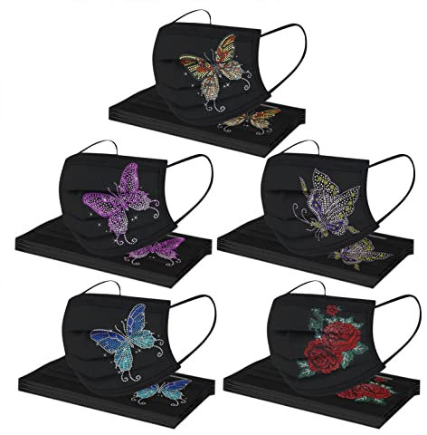 MEIYOUMK 50 Stück Mundschutz Erwachsene, Blumenmotiv Mund Nasenschutz MNS Halstuch Mund und Nasenschutz, Multifunktionstuch Atmungsaktiv Bandana, 3-lagig MNS Face Halstuch Schals für Damen und Herren