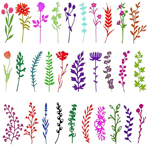 30 PCS Flower Cutting Dies for Card Making, FineGood Wildflower Metal Dies Cuts DIY Craft Die Cutters Embossing Stencils for Card Making Supplies