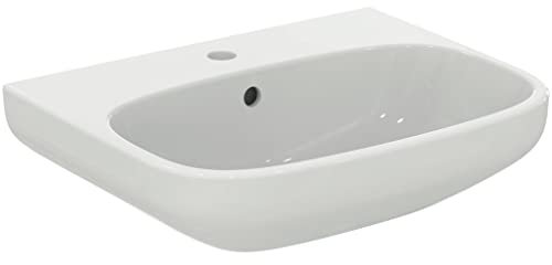 Ideal Standard - i.life A, Lavabo da 55cm, Lavandino bagno con foro rubinetteria e troppopieno, E-packaging dedicato al trasporto di ceramica, Bianco