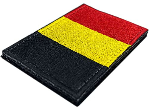 Belgien Flaggen-Patch mit Klettverschluss - Bestickte Patches für Kleidung - Nationalflaggen-Patches für Rucksäcke - Belgien Flagge 75 x 50 mm
