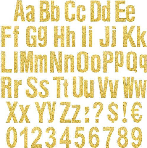 134 Letras de Tablero de anuncios de 5 Pulgadas, Letras Coloridas del Alfabeto, números y Letras de puntuación para tablón de anuncios, Juego de Pared para Pizarra de exhibición (Dorado)
