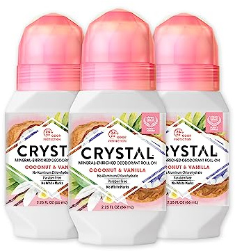 Crystal Deodorant Essence Roll-On 2.25oz Coconut Vanilla (3 Pack)