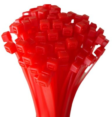 HORZEFIX Kabelbinder 100 Stück rot lang uv beständig Universalbinder 2,5|3,6|4,8|7,6 breit (7,6 x 370 mm)