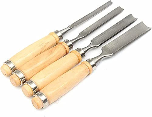 Holzfarbe, Karbonstahl, Schnitzerei, festere Hohlkehle, Holzmeißel-Set, DIY-Griff, Tischlerwerkzeuge, 4 Stück