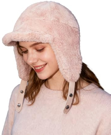 Clakllie Ushanka Russische Pilotenmütze mit Ohrenklappen für Herren, winddicht, Winter, Trooper, Jagd, Eskimo, Unisex, Winter, warm, Kunstfell, flauschig, Ski, Trapper, Bomber, Pilotenmütze für