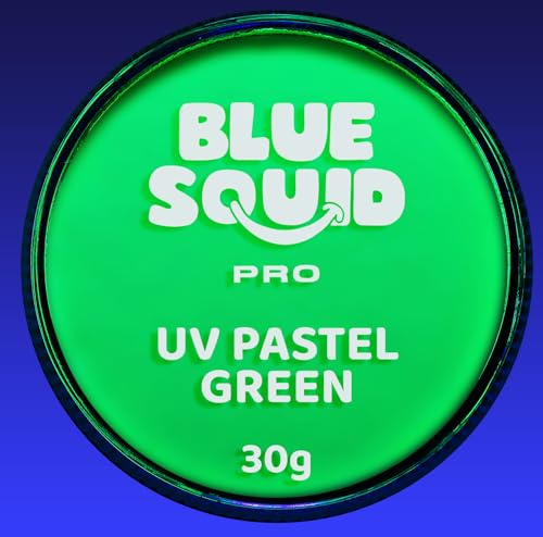 Blue Squid PRO Face Paint - Professional Water Based Single Cake Facepaint & Body Paints - SFX Makeup, Kids Adults Painting for Costume, Halloween Face Paints for Children - UV Pastel Green 30g / 1oz