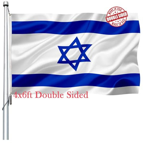Bandera israelí de Israel de 4 x 6 para exteriores, de doble cara, banderas nacionales israelíes resistentes de Israel con 2 ojales de latón, 4 filas cosidas