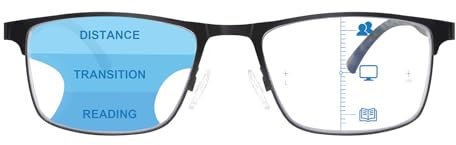 SKYWAY Progressive Multifokal Anti Blaulicht Lesebrille Herren Damen Leichte Mentale Rahmen Federscharnier Computerbrille Gleitsichtbrille Lesehilfe 1,0