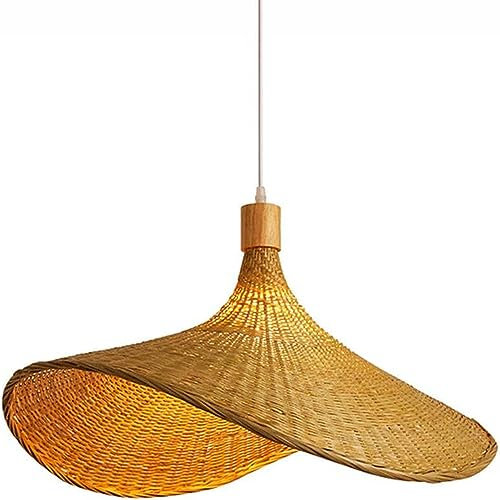 Lampe à Suspension en rotin, Chapeau de Paille tissé à la Main créatif, Lampe Suspendue au Plafond en Bambou Vintage, Lampe en Osier pour Restaurant, île, Salon, Chambre à Coucher, luminaire 100 cm