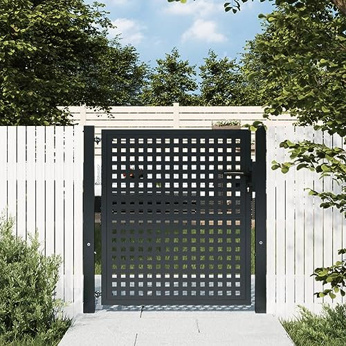 LAPOOH Gartentor Anthrazit 105x150 cm Stahl, Gartentür, Zauntor, Garten Tor, Gartenpforte, Garden Gate, Gartentüre - 154560