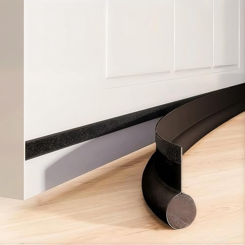 Cotensta 96cm Noir Butée de Porte, Bas de Porte Isolant, pour Dessous de Porte Intérieur et Extérieur Protection Contre Les Courants d’air, (Black)