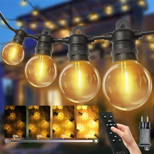 Bzavor LED Lichterkette Außen Strom,20M G40 Gluhbirnen Balkon Lichterketten Outdoor mit 30+2 Stk,IP68 Wasserdicht Lights mit Fernbedienung für Terrasse Pavillon Party Lights Gartenbeleuchtung