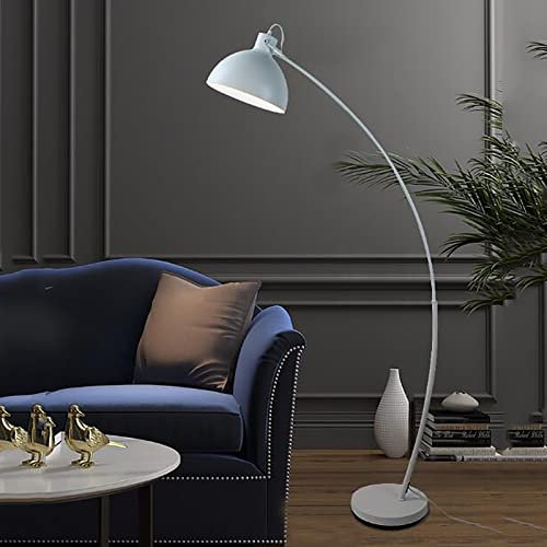 Lampada da Pavimento ad Arco in Metallo, Lampada in Piedi arcuata in Fattoria Rustica Industriale, tonalità a Cupola di Metallo con Interni Bianchi Lucidi, Luce del Pavimento Perfetta per Decorazioni