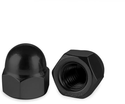 Drenky Hutmuttern M5 Edelstahl A2 V2A DIN 1587 Hutmuttern M5 Kappenmuttern Sechskant Hutmuttern Rostfreier für Schrauben, Gewindebolzen, Gewindestangen, 10 Stück, Schwarz