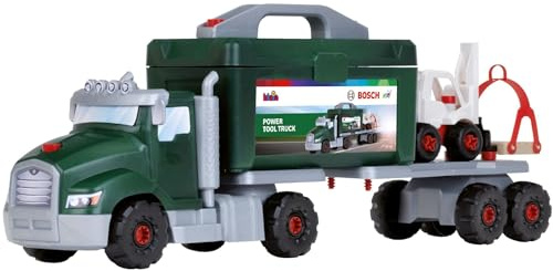 Theo Klein 8626 Bosch Schraubtruck Spiel-Set mit Drehmomentschraubendreher I Konstruktions-Spielzeug mit Werkzeug, Gabelstapler und Kran I Spielzeug für Kinder ab 3 Jahren