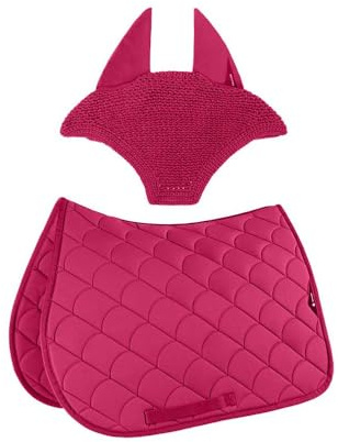 Equiline Set Schabracke und Mütze Vibe mit Anti-Shock Steppung Rose Red DN - Dressage