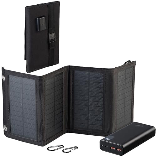 revolt Powerbank Schnell: USB-Powerbank mit 10-Watt-Falt-Solarpanel, 20.000 mAh, USB-C PD, 20 W (Ladegeräte Powerbank, QC 3.0, Ladestation)