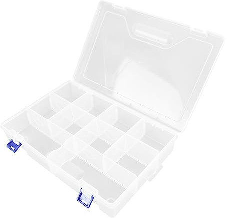 Mipcase 1 pieza Caja de Almacenamiento Transparente con Compartimentos Organizador de Herramientas y Accesorios para Componentes Electrónicos y Manualidades Caja de Plástico