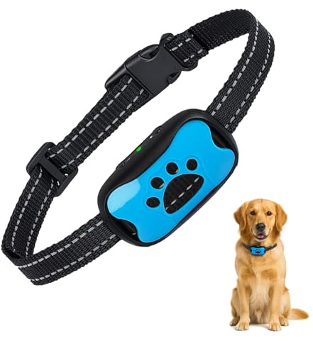 Puppy Safe Collier Anti-Aboiement pour Chien – sans Douleur ni Choc Électrique, 7 Niveaux Sensibilité, Vibration + Son, Taille Réglable,Rechargeable (Blue)