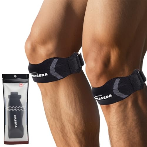 2 Pièces Bande de soutien pour rotule, Genouillère Rotulienne, Genouillère Bandage Réglable Protection Genou, pour Saut Course à Pied Basket-Ball Hommes Femmes (L)