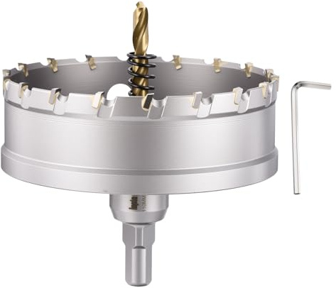 CoCud 4-5/16 110mm Hole Saw Tungsten Carbide TCT Hole Cutter W/Drill Bit | Metal Cutter for Thick Hard Metal, Stainless Steel, Copper, Aluminum