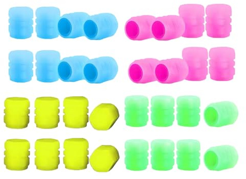 32Pcs Universal Fluorescent Tire Valve Caps, Tire Valve Cap Set, Auto Leuchtende Ventilkappen Auto, Universelle Fluoreszierende Reifenventilkappen (32Pcs B)