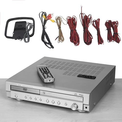 Reproductor de DVD, sistema de cine en casa con sonido envolvente 5.1, soporte de DVD/CD, salida coaxial de fibra óptica, monitoreo de auriculares, radio de doble onda