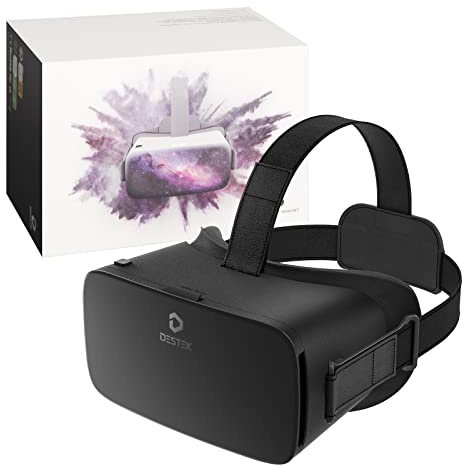 DESTEK V5 VR Brille Handy für Kinder, Augenschutz 3D Handy Brille 110° FOV HD Anti-Blau Linsen VR Headset für iPhone Samsung Android 4,7-6,8 Zoll Kinder (Schwarz, Einzelstück)