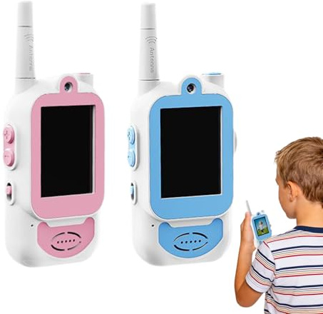 Interphone vidéo pour - Ensemble de 2 pièces Talkie-walkie Longue portée, écran IPS à Batterie Rechargeable, Jouet de Jeu de Jardin à 4 Effets sonores | Appareil de Communication pour Cadeau d