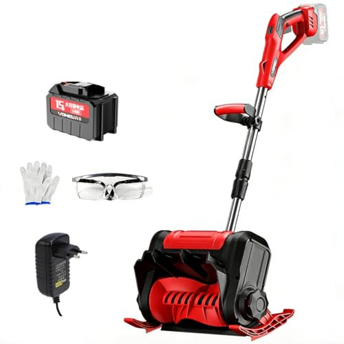 Fraise à Neige sans Fil,Pelle à Neige Électrique,1200w Moteur sans Balais,30cm Largeur de Travail,18cm Hauteur de Déneigement,8M Distance de Projection,avec Gants,Lunettes,Batteries (1500mAh,A)