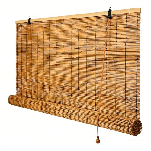 Outdoor Bambusrollo für Garten Balkon Terrasse Pergola Wohnzimmer, Wetterfest Bambus Rollos 30 155 90 70 110 135 120 160 cm, Lichtfilternde Schilf Vorhang(W160cm x H130cm)