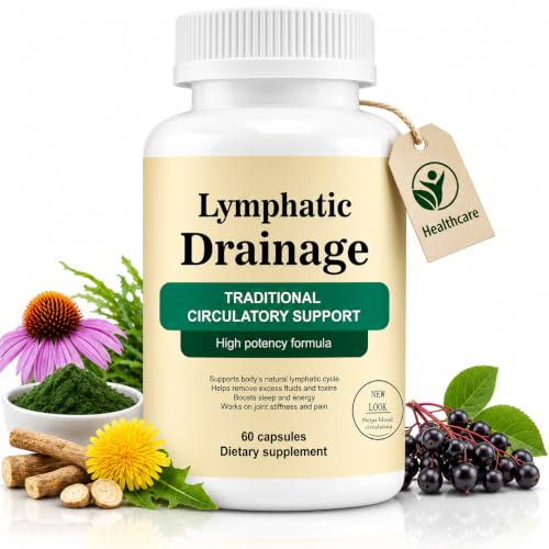 Lymphatic Drainage Capsules, Lymphatic Drainage for Immune, Cleanse & Detox, Reduce Swelling, Formula with Liver Health with Dandelion, Echinacea,Elderberry,Cleavers Herb,Burdock,Non-GMO (60 Capsules)