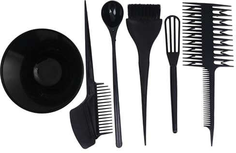 JEWEDECO Kit de Tinte para Cabello Kit de Teñido de Plástico Negro Tazón para Tinte Cabello sin Desorden, para Uso Personal en Casa y Peluquería Profesional