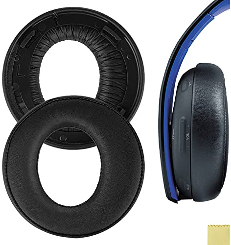 Geekria Replacement Ear Pads for Sony PlayStation Gold Wireless Stereo (CECHYA-0083) Headphones Ear Cushions, Repair Parts (Black)