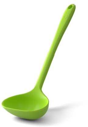 Kochblume Schöpfkelle L Silikon mit Edelstahlkern 32cm (Limette) | Ideal zum Schöpfen, Portionieren und Servieren – schonend für Antihaftpfannen und hitzebeständig bis 260 °C.