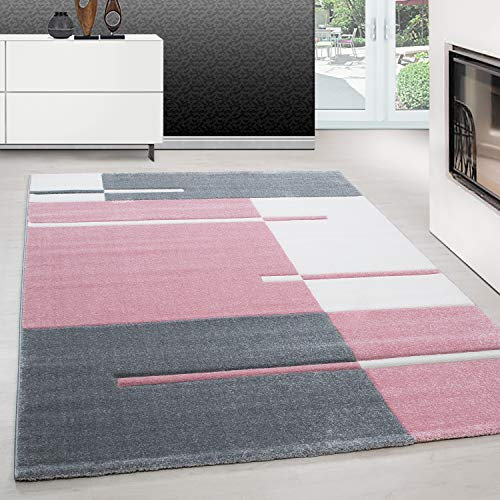 Teppium Tappeto per Soggiorno 80 x 300 cm Rosa- Design Moderno Rettangolare Tappeto a Pelo Corto per Cucina, Sala da Pranzo e Camera da Letto, Extra Morbido e Facile da Pulire