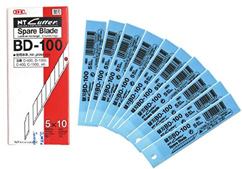 PACK 50 Cuchillas Biseladas 9 MM Angulo 30º Grados - Hojas Recambios para Cuter Estrecho NT CUTTER BD-100