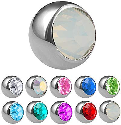 Treuheld® | Silberne TITAN PIERCING KUGEL mit Gewinde mit Kristall