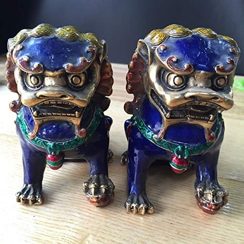 Kupferstatue EIN Paar chinesische Kupferskulptur - Lion Home Decorations (2er Pack)