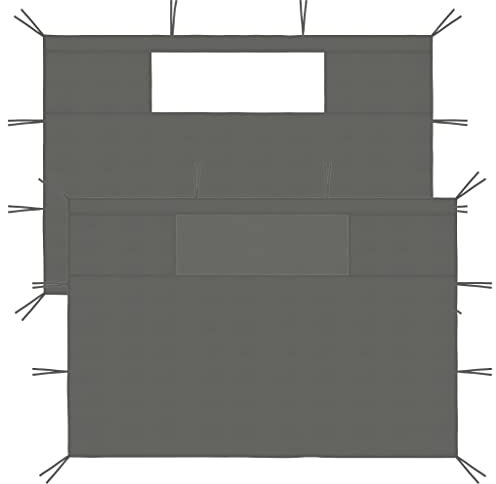 vidaXL 2X Pavillon Seitenwand mit Fenstern Seitenteil Seitenplane Seitenwände Zeltplane für Partyzelt Gartenzelt Festzelt Pergola Anthrazit 70g/m²