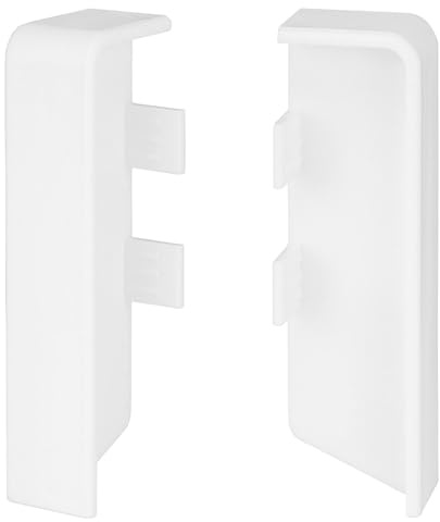 KGM Verbinder für Sockelleiste Modern MDF - Weiß, 16 x 58 mm, 2 Stück | Aus robustem Kunststoff, verbindet zwei Leisten stoßfrei, einfach aufstecken statt zuschneiden, fester Halt