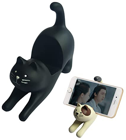 Hyxodjy Handys Halterungen Ständer Telefonhalter Handyhalter Handy-Ständer Funny Cat Holder Süßer Schwarzer Katze Universal-Handyhalter für den Schreibtisch,Tischdekoration Modellieren Zubehör