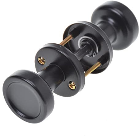 Aqbau® Bouton de porte rotatif sur rosace ronde | Poignée de porte | Set complet de boutons de porte avec boulons et vis (noir)