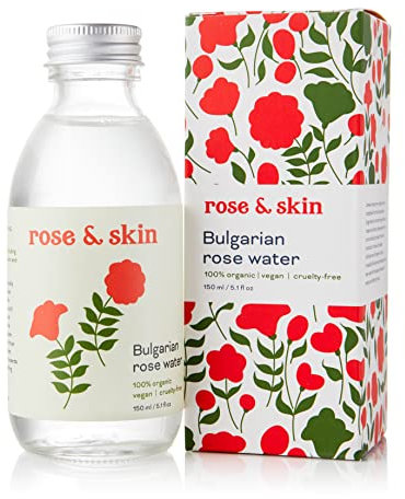 Rose & Skin Rejuvenating Organic Rose Water - Rejuvenating, Cooling and Hydrating Skin Cleanser & Toner - Made in The UK Using 100% Organic Rose Hydrolat (150ml/5.1fl oz)