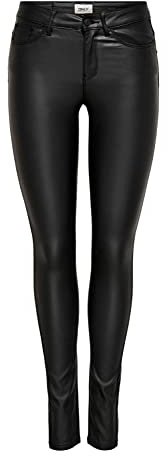 ONLY Damen Hose OnlAnne Coated Pant beschichtete Jegging Leder-Optik Stretch, Farbe:Schwarz, Jeans/Hosen Neu:XL / 34L
